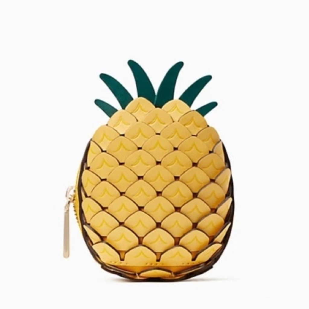 Kate Spade Pineapple Colada Coin Purse Bag Charm Yellow Multi Green